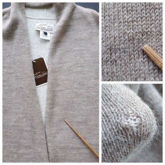 Essential Reversible Alpaca Wool Blend Cardigan Size S Organic Cotton Beige - Picture 6 of 12